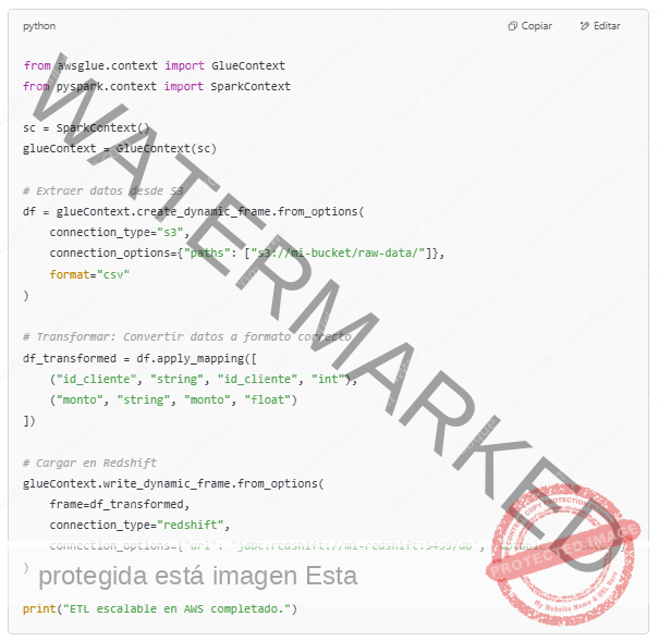 Código en AWS Glue (PySpark)